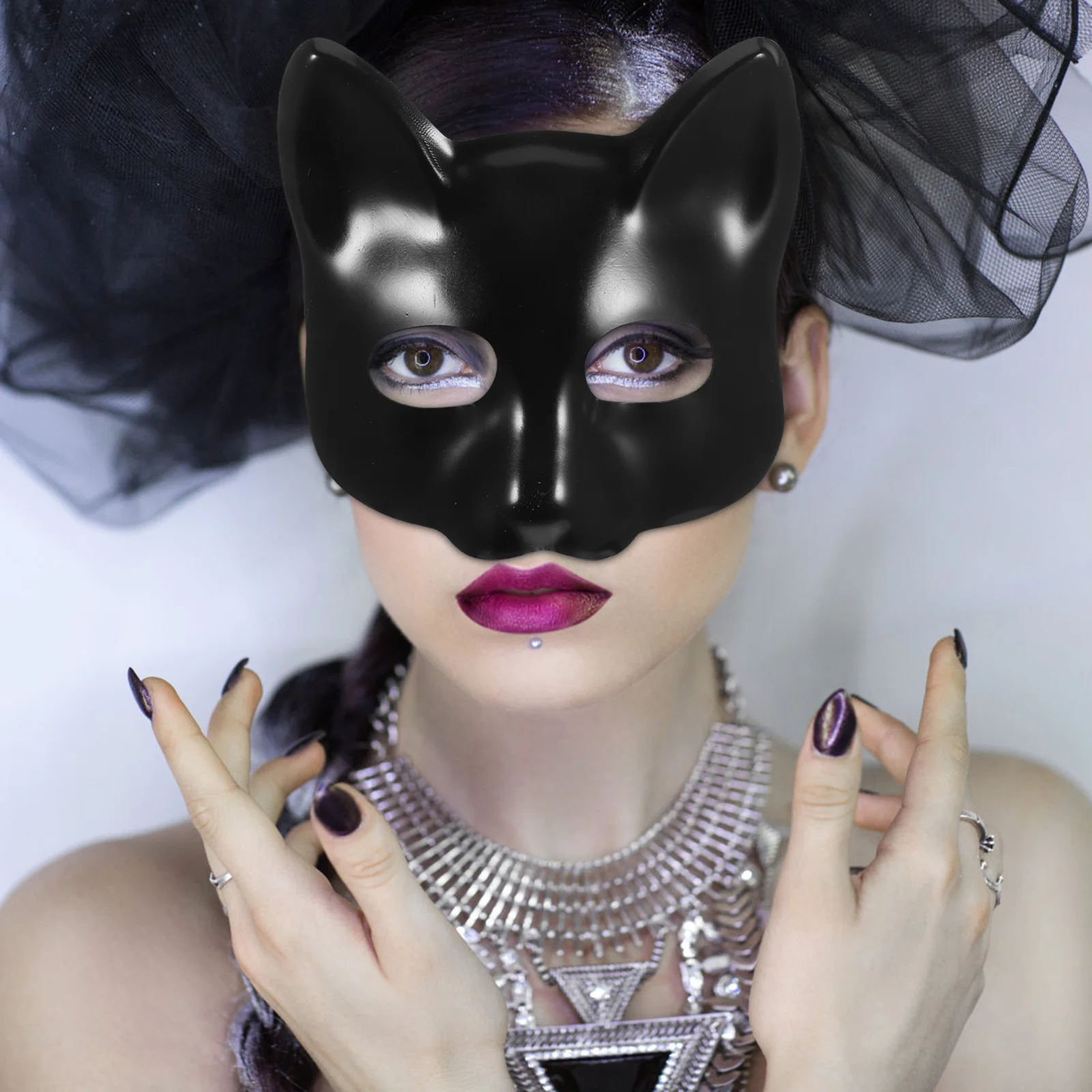 

2Pcs DIY Blank Cat Masks Halloween Party Craft Masquerade Scary Decorations Halloween Masks Scary Mask Masquerade Mask