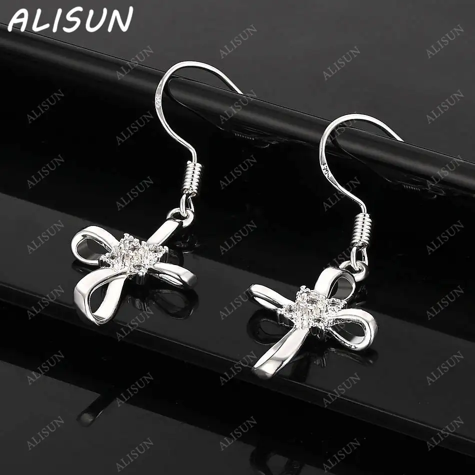 

ALISUN 925 Sterling Silver Zircons Cross Earrings Drop Earrings For Women Creativity Gifts Street All-match Party And Daily Wear