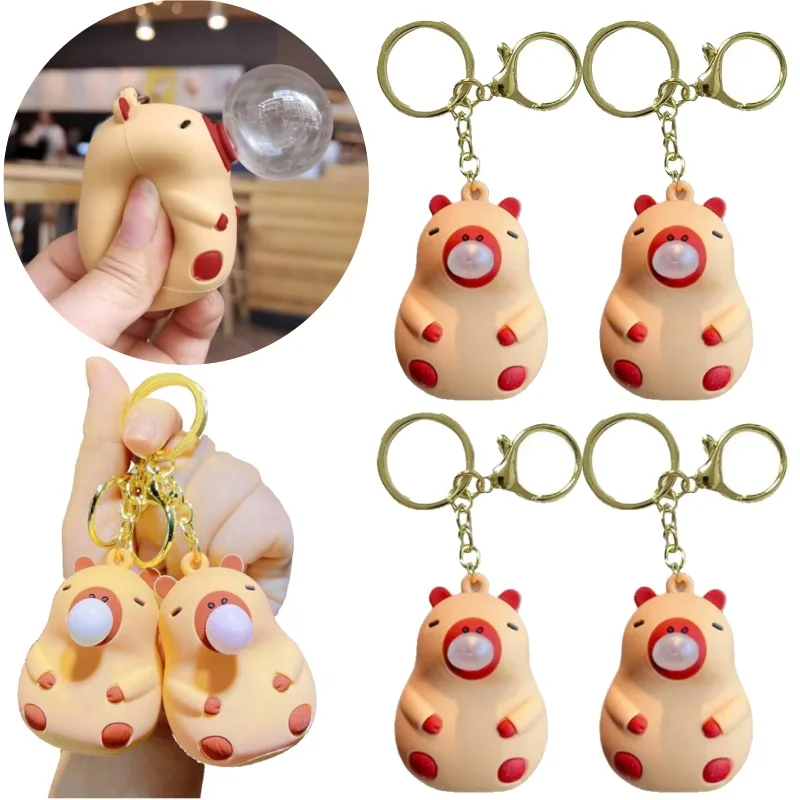 

Милая капибара, издающая звуки и выдувающая пузыри, антистресс-брелок, игрушка-подвеска для детского рюкзака, кукла-брелок, украшение для ключей