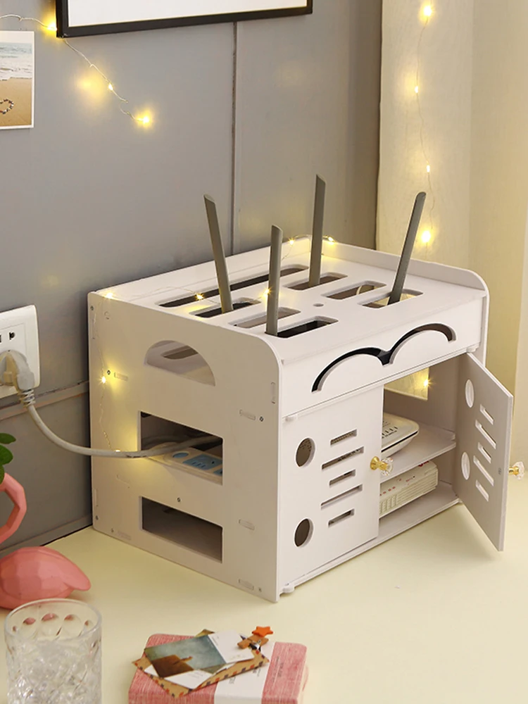 

Router Storage Box Wireless Wifi Set-top Box Desktop Network Cable Wire Plug-in Top Plug Board Bracket Cable Storage Organizer