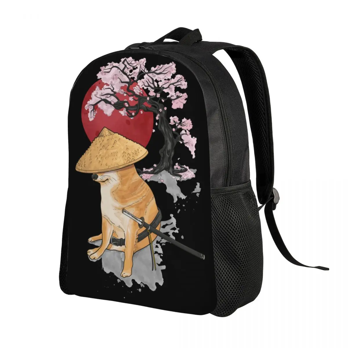 Samurai Japanense Cheems Meme Laptop Backpack Men Women Basic Bookbag for College School Students Bags