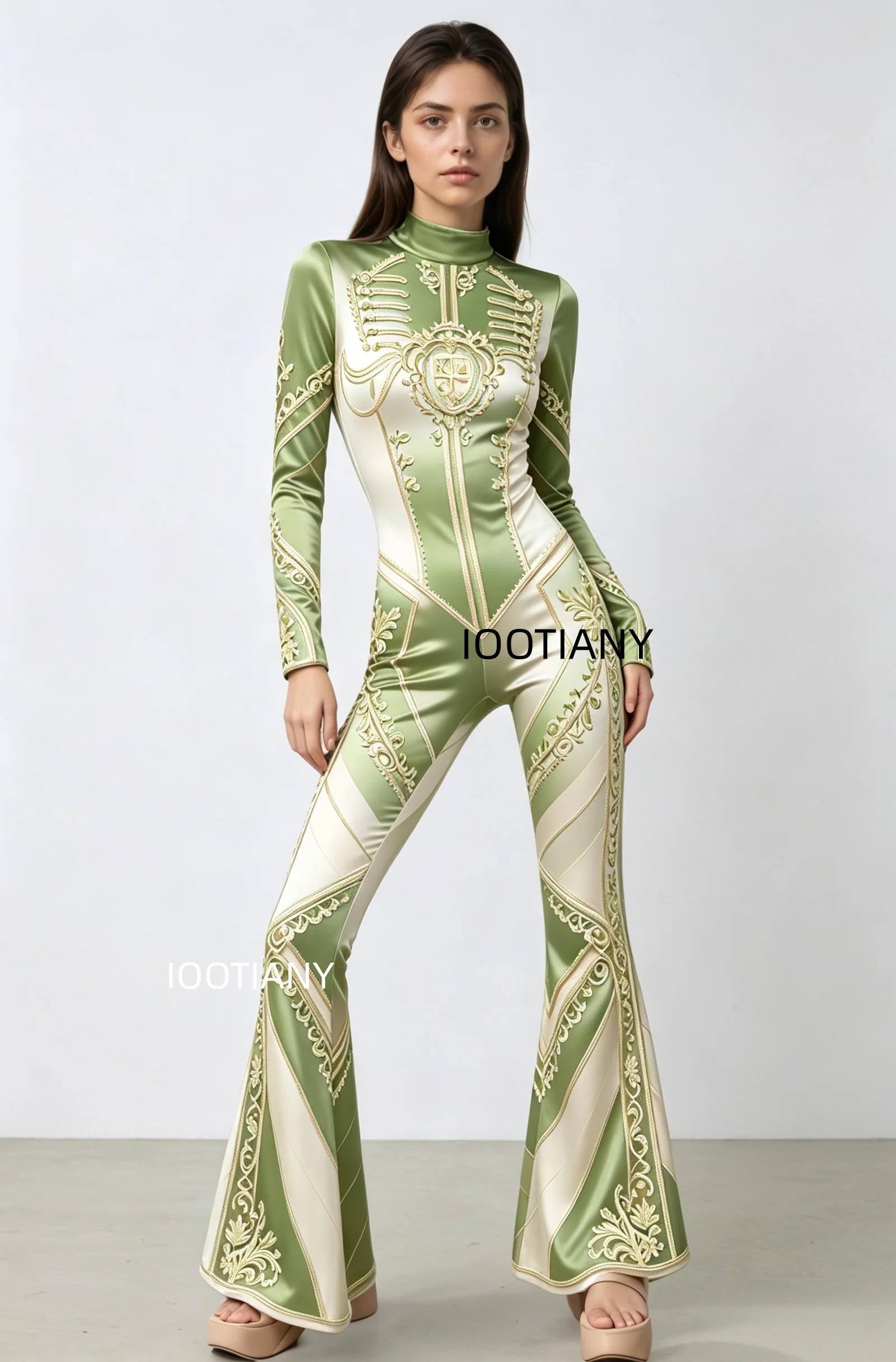 Damen Retro Skinny Flared Bell Bottom Jumpsuit, königlicher Bühnen-Performance-Bodysuit, Leoparden-Club-Cosplay-Show-Outfit – Detail 28