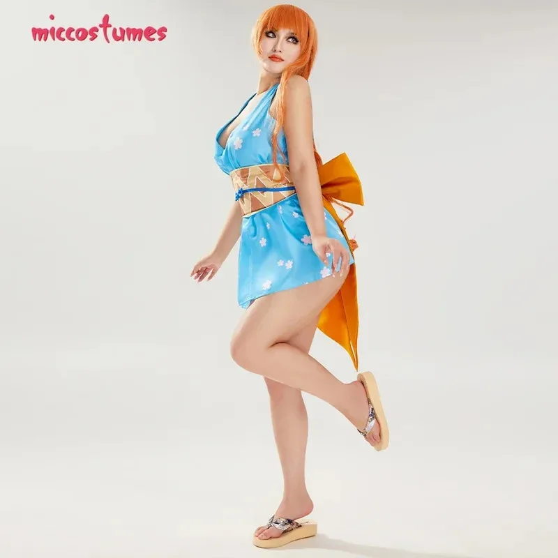 

Женский костюм аниме Нами, синее платье-кимоно, комплект для косплея на Хэллоуин, 6,r'8;p'