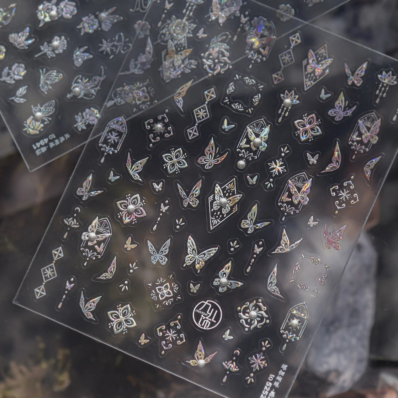 Mother-of-pearl Inlay Rose Flower Bowknot Butterfly Pearl Shiny Pattern Delicate Self Adhesive Nail Art Stickers Manicure Decals