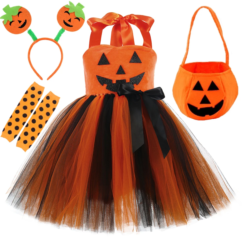 

Evil Pumpkin Halloween Costumes for Girls Jack-O-Lantern Cosplay Dresses for Kids Carnival Party Fancy Tutu Outfit Fancy Clothes