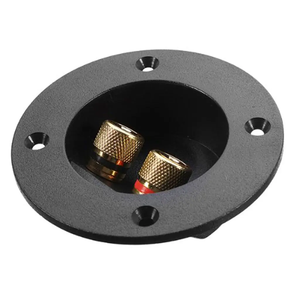 Black Brand New Speaker Terminal Connectors Round Boxes with 2 Banana Jack Gilded Subwoofer Stereo Plug Spring Cup Connection