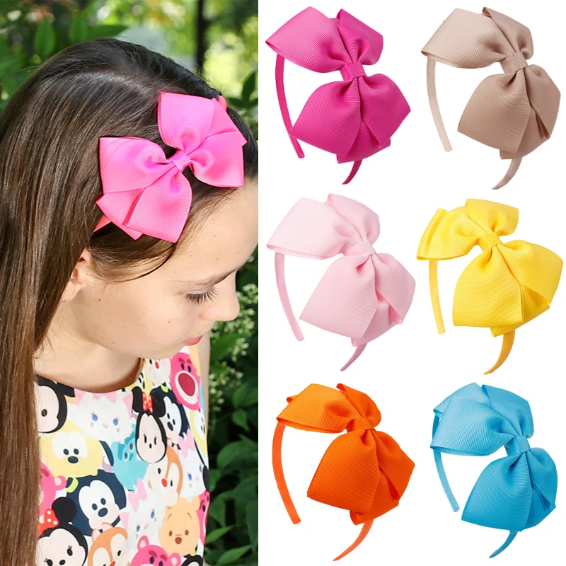 53 Colors Cute Bowknot Hair Band For Girls Handmade Ribbon Hairbands Headwear Cartoon Bow Hair Hoop Kids Hair Accessories