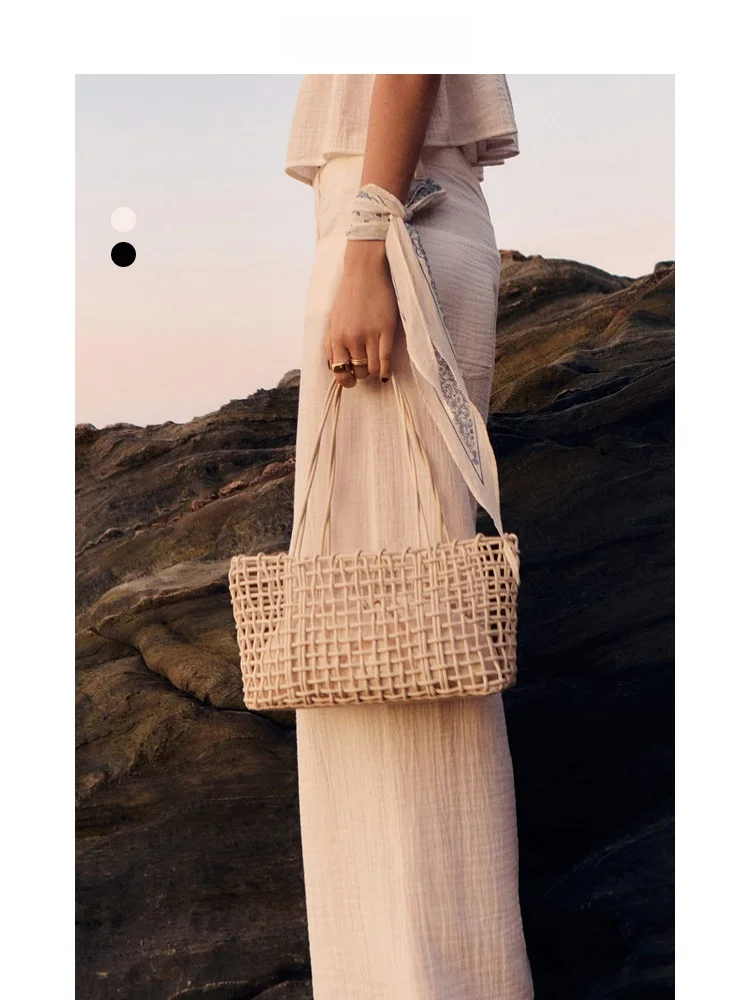 

Женская маленькая тканая полая сумка Mango с внутренней корзиной для овощей, повседневная современная нейтральная сумка