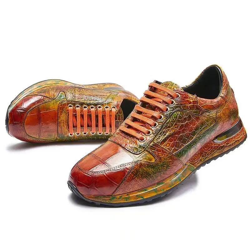 2025 새로운 도착 패션 악어 가죽 인과 신발 남성, 남성 정품 가죽 운동화 pdd603