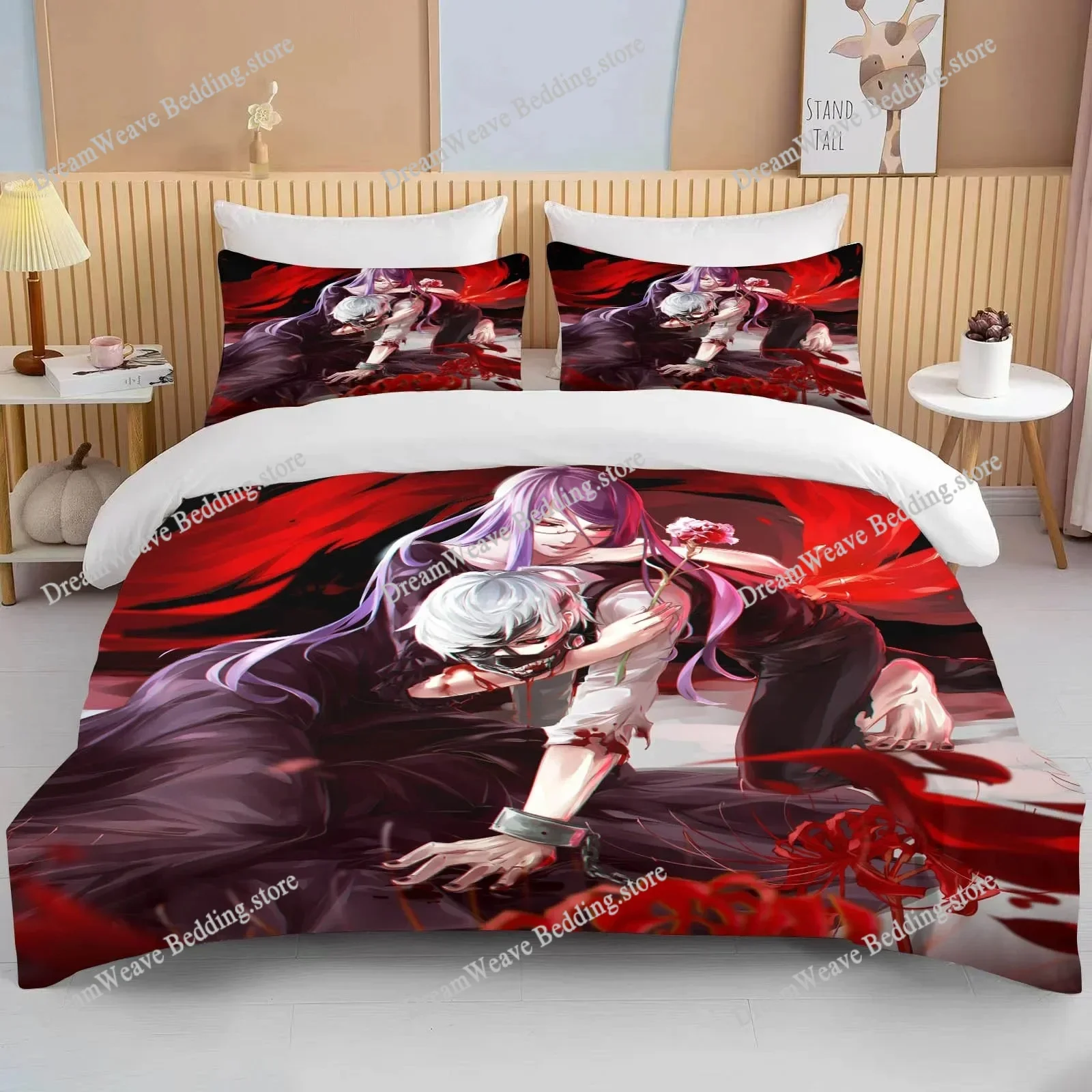 

Tokyo Ghoul Kaneki Ken Cartoon Poster Sheets Quilt Covers Bedding Dormitory Sheets Bedding Set Soft Warm Bedding Set Luxury Gift