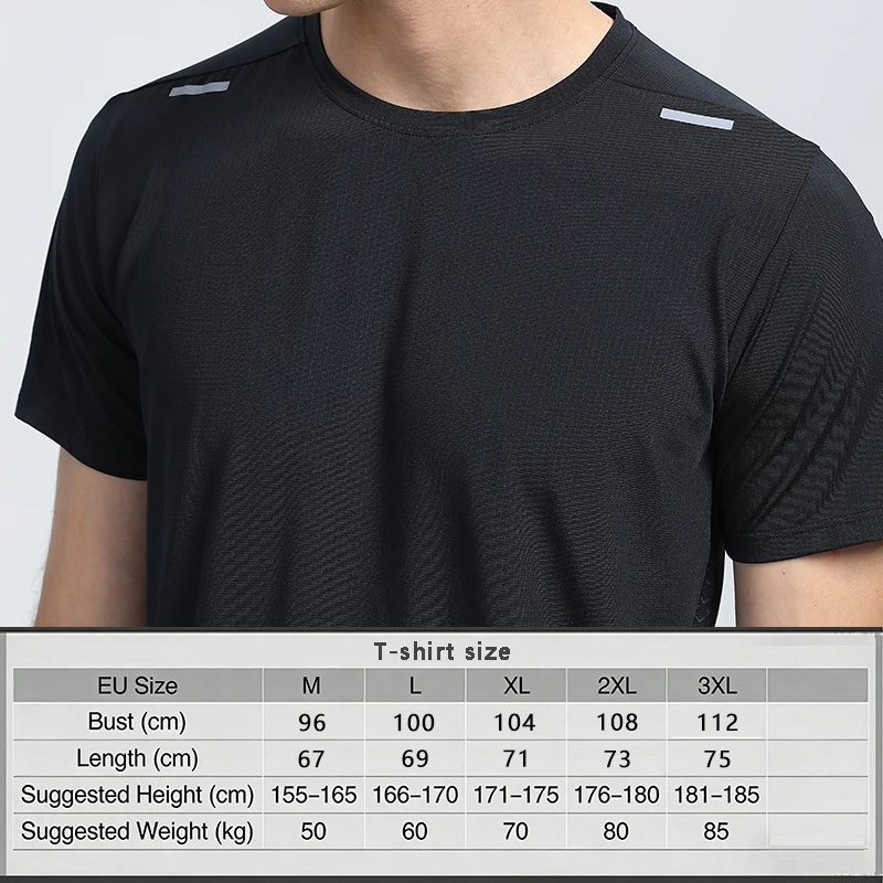 Quick Dry Sports T-shirt Men Gym Running Shirt Comfortable Breathable Outdoor Hiking Fitness Jogging Top view 6