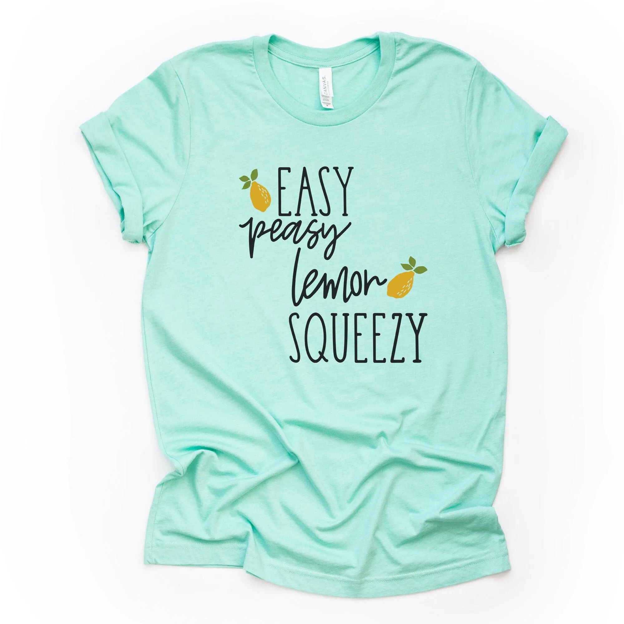 Lemon T Shirt Easy Peasy Squeezy Cute Design On Premium Unisex 3 Color Choices 2X 3X 4X Plus Sizes Available