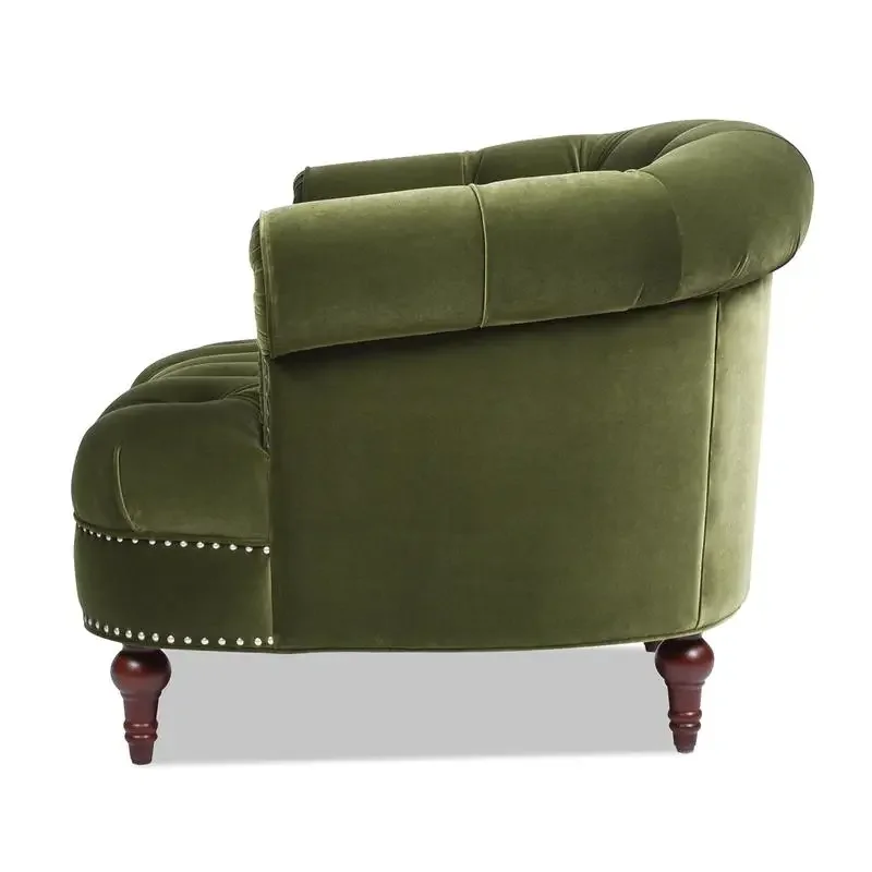 Silla decorativa capitoné de terciopelo verde oliva, diseño tapizado de estilo victoriano para sala de estar, dormitorio, decoración del hogar, asientos cómodos