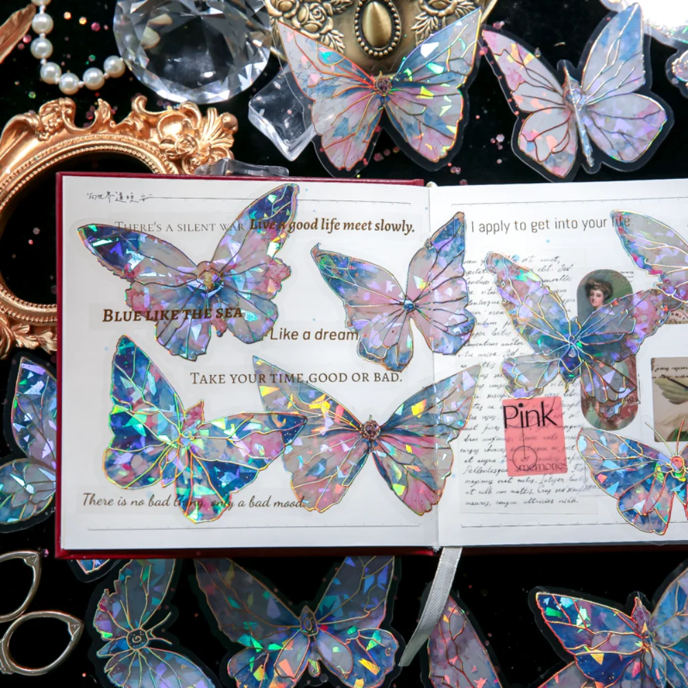 Mr. Paper 20pcs/Pack Vintage Butterfly PVC Sticker Handbook DIY Decorative Material Aesthetic Stickers Korean Stationery