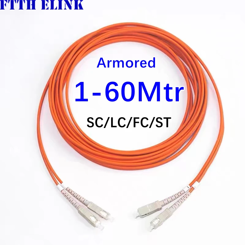 

OM2 LC armored patchcord 1M2M3M5M10M20M30M40M50M60M 2 cores SC FC ST multimode dual tube dual core 3mm optical fiber jumper