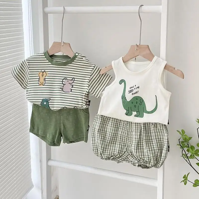 2024 New Baby Summer Short Sleeve Clothes Sets Infant Cotton T Shirts Casual Shorts Suit Toddler Boys Girls Fashion Outfits