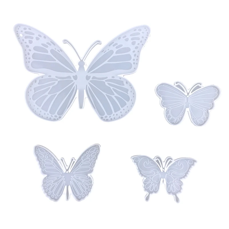 

4Pcs DIY for Butterfly Wall Hanging Keychain Silicone Epoxy Molds DIY Keychain Pendant Crafting Mold for Valentine Gift