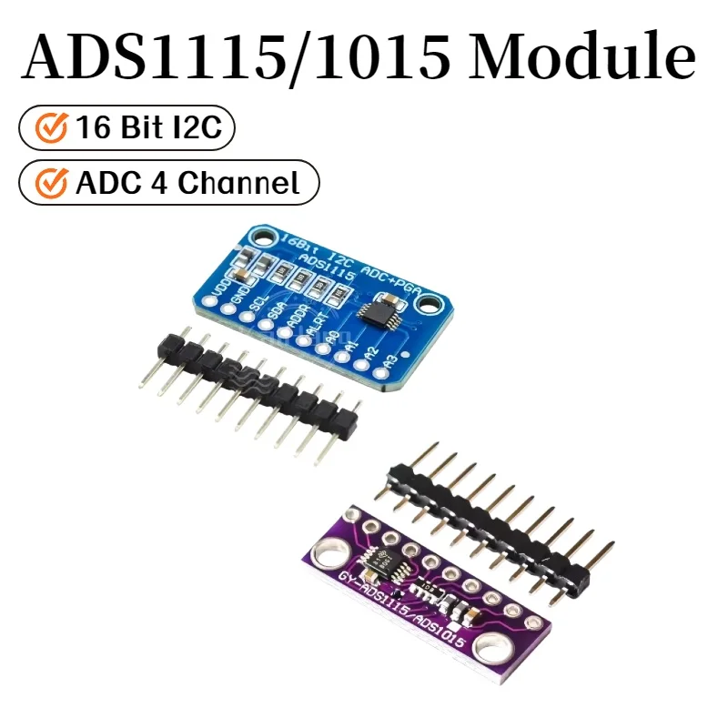 16 Bit I2C ADS1115 ADS1015 Module ADC 4 channel with Pro Gain Amplifier 2.0V to 5.5V for Arduino RPi