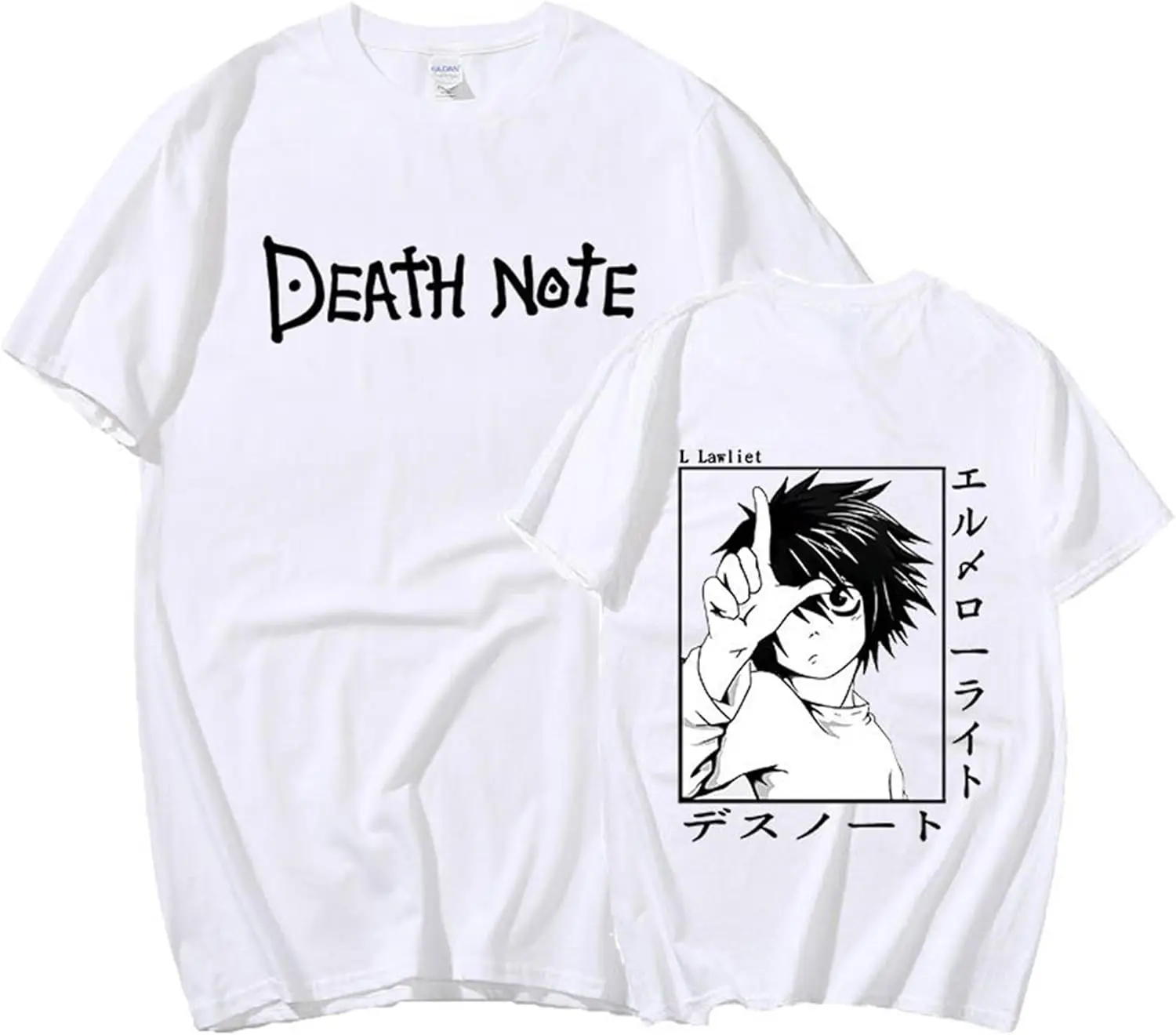 Death L T-Shirt Unisex Short Sleeve Crew Neck Cotton Tee Kira D Note Cosplay Plus Size 5XL New Anime Merch