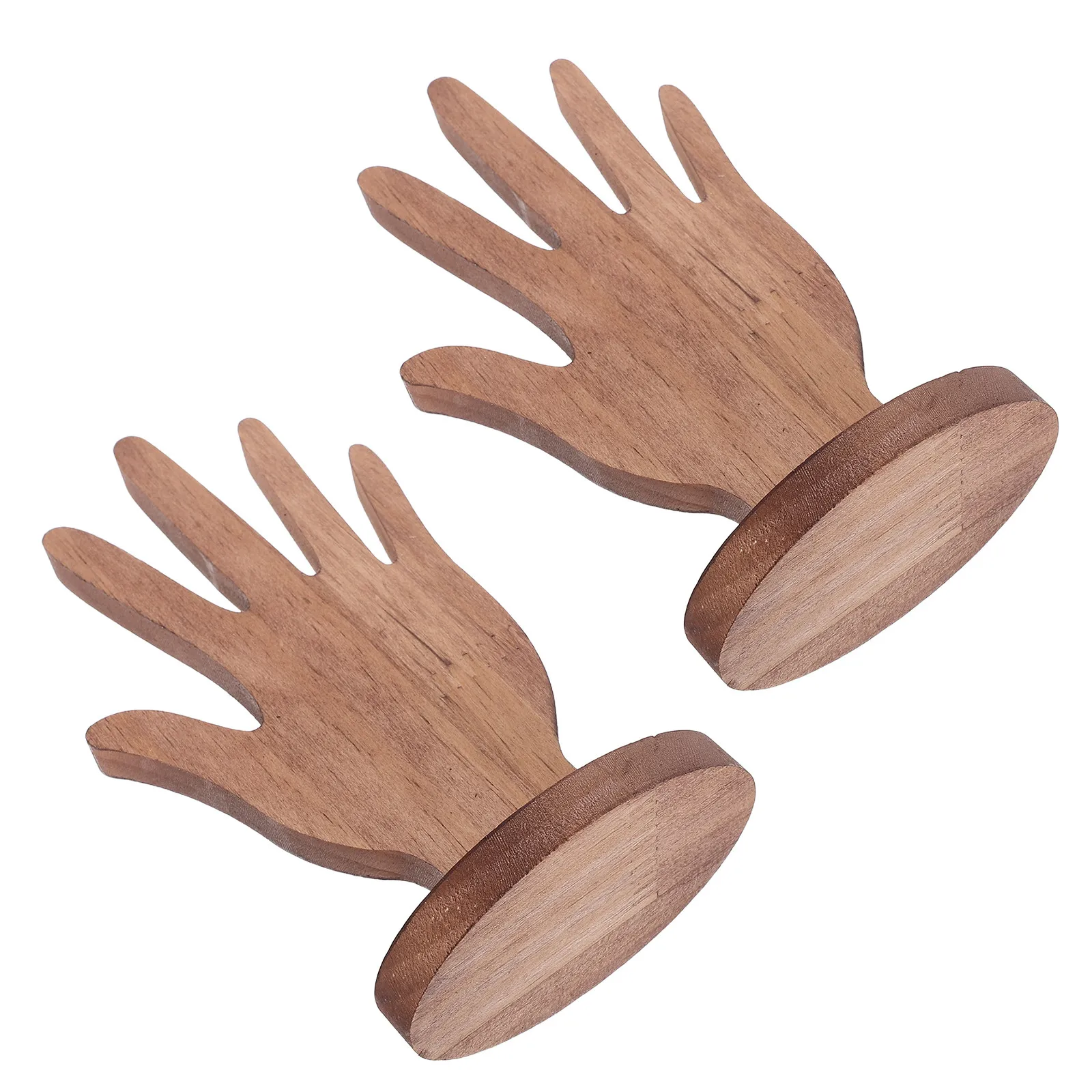 2Pcs Wooden Jewelry Display Hand Form Stand Rustic Ring Bracelet Organizer Jewelry Holder for Retail Countertop Display