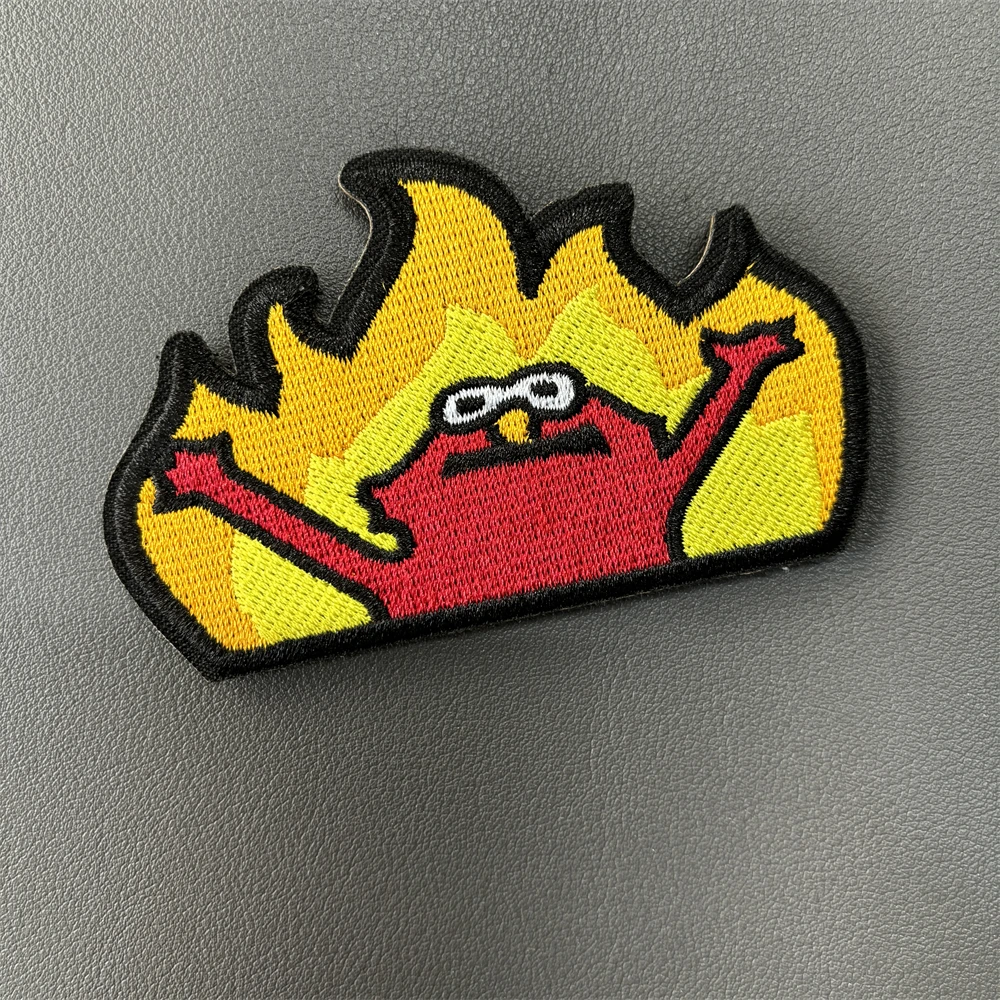 الجحيم النار ميم التصحيح التكتيكي المطرزة ، إلمو ، في هوك النار وحلقة ، شارة ، شارة الجيش المعنويات ، بقع الطباعة مضحك