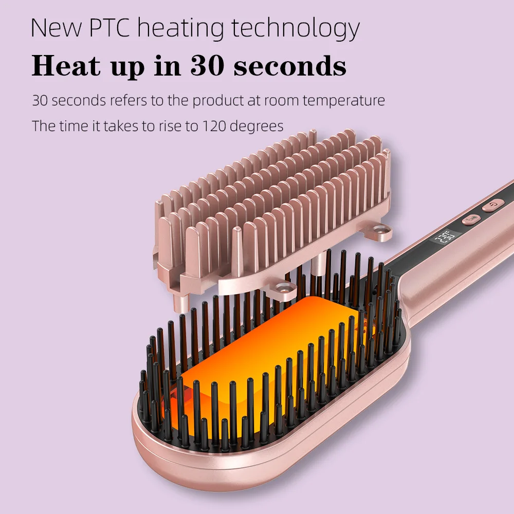 Brosse à lisser les cheveux ionique PTC avancée de haute qualité avec 5 réglages réglables, outils de lissage et de coiffure