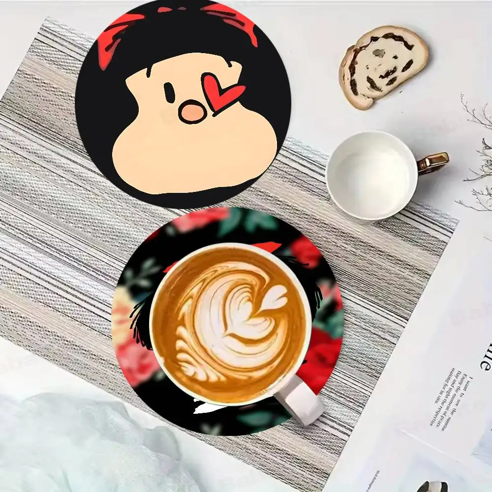 

Cartoon Mafaldas Wooden Coaster Colour Printing Cup Mat Home Desk Decoration Gifts