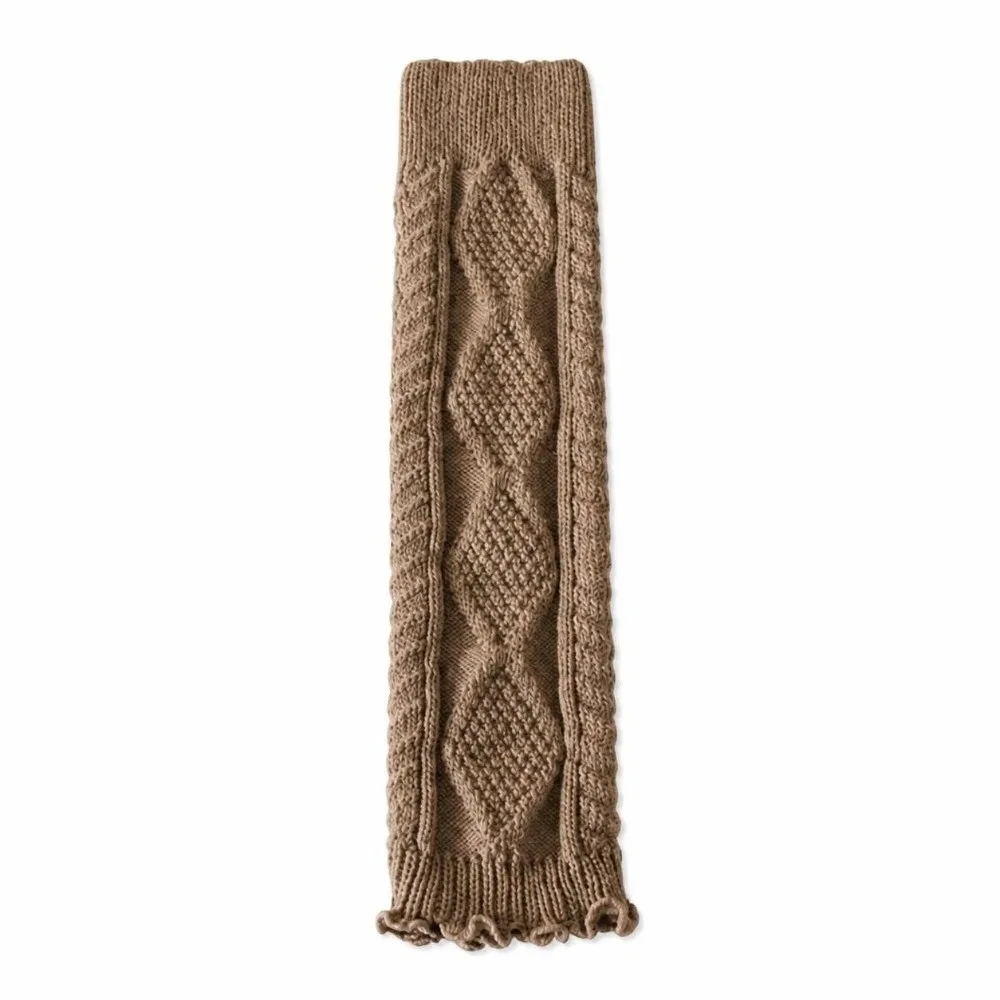 Japanese Style Knitted Knee Socks Solid Color Stacked Leg Warmers Crochet Design Vertical Stripe Knee Sleeves Winter Season