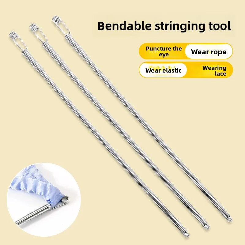 Bendable Spring Drawstring Threader Clip Pants Hoodies Elastic Band Lace Cord Flexible Drawstring Thread DIY Sewing Accessories image 2