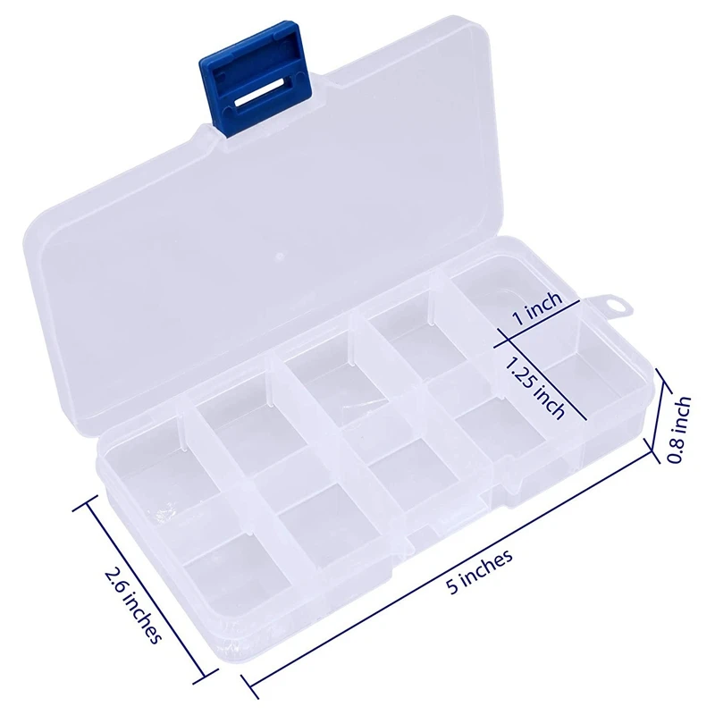 15 Pcs Clear Jewelry Box Plastic Organizer Box With Adjustable Dividers For Crafts Bead Tackle Storage 10 Compartment