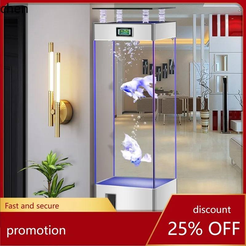

HT Ultra-clear Glass Fish Tank New Model Lazy No-water-change Eco Aquarium Small Medium Living Room Goldfish Tank