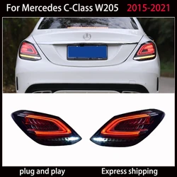 For Mercedes-Benz C-class W205 C200 C260 C63 2015-2021 LED taillight assembly DRL signal light retrofitted S-class taillight