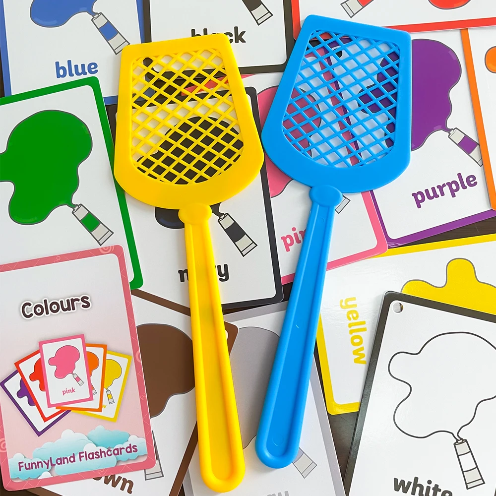 Plastic 4 Pcs Fly Swatter Set for Kids Preschool Classroom Speed Games Card Game Learning Enlightenment Anti-stress Toy 4 Colors