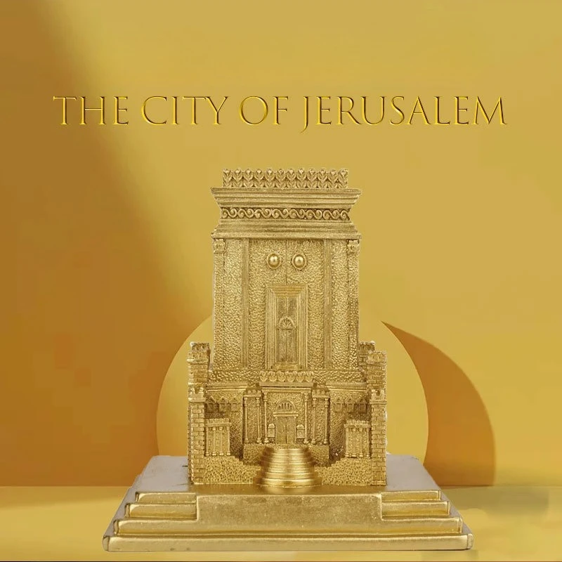 Estatua de Resina del Templo Dorado de Salomón, Modelo del Templo Sagrado de Jerusalén, Decoración Religiosa Judía, Adorno y Recuerdo para Sinagoga