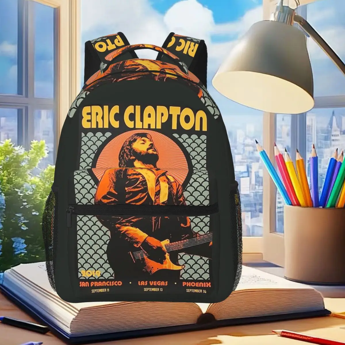 Eric Clapton Guitar Rock Nostalgic Backpack Student Boys Girls BookBag Kids School Bag Computer Shoulder Bags for Men Women