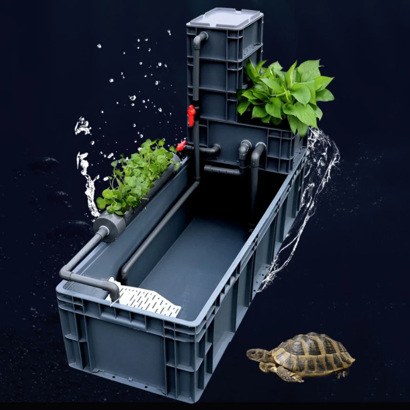 ate Turtle Terrariums Fliter Cultivation Turnover Box Multifunctional Large Space Fliter Box Turtle Fish Ecological Tank