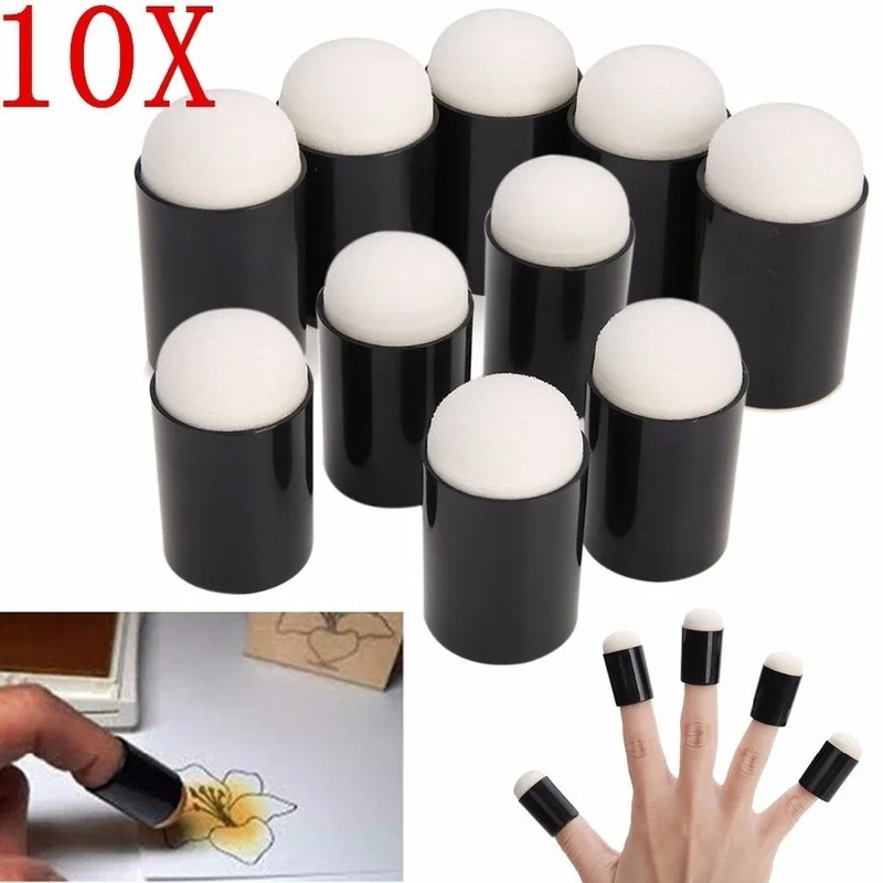 10pcs Finger Sponge Case Daubers Foam for Apply Painting Ink Stamping Crayon Reborn DIY Craft Art Tool 15 * 32mm Finger