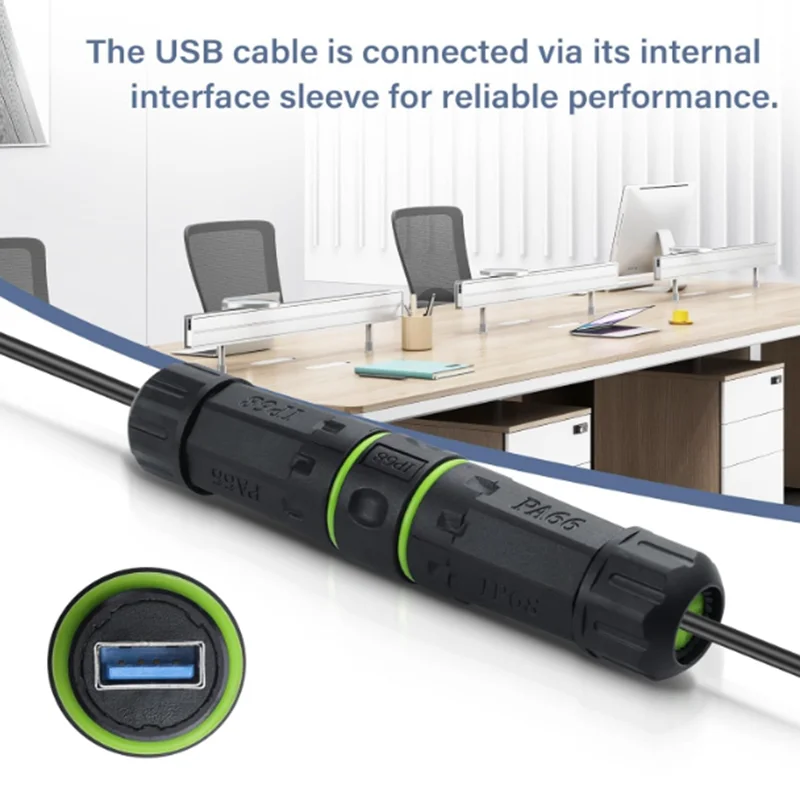 Waterproof USB Port, 5Gbps Waterproof IP68 Pass Through USB 3.0 Connector, Type A Female to Female Bulkhead Extension Adapter