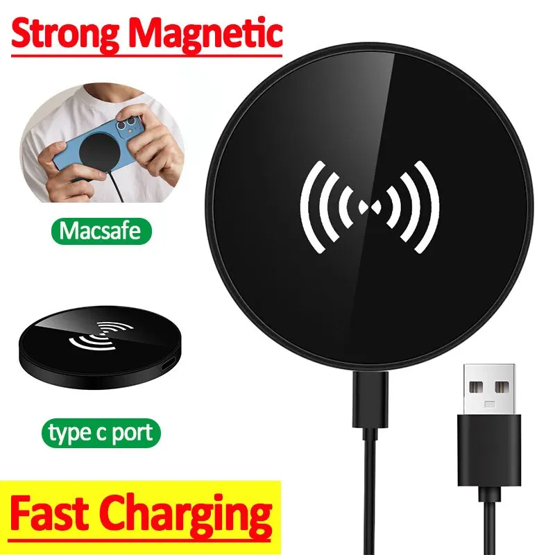 Magnetic Wireless Charger 15W Fast Charging Pad Stand for iPhone 14 13 12 Pro Max 11 Airpods Macsafe Phone Chargers Dock Station