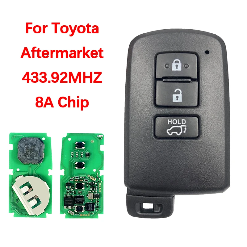 

CN007087 Запасной смарт-ключ для Toyota Rav4 2013-2018, артикул: 89904-42180, 3 кнопки, чип FCC BA2EQ 8A, 433.92 МГц, бесключевой доступ