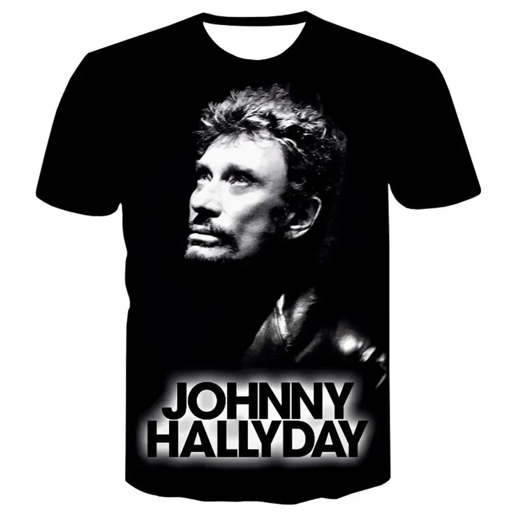 Most Popular Pop Singer Johnny Hallyday 3D Printed T-shirt Men Women Rock Casual Streetwear Hip Hop Harajuku Top New Clothing