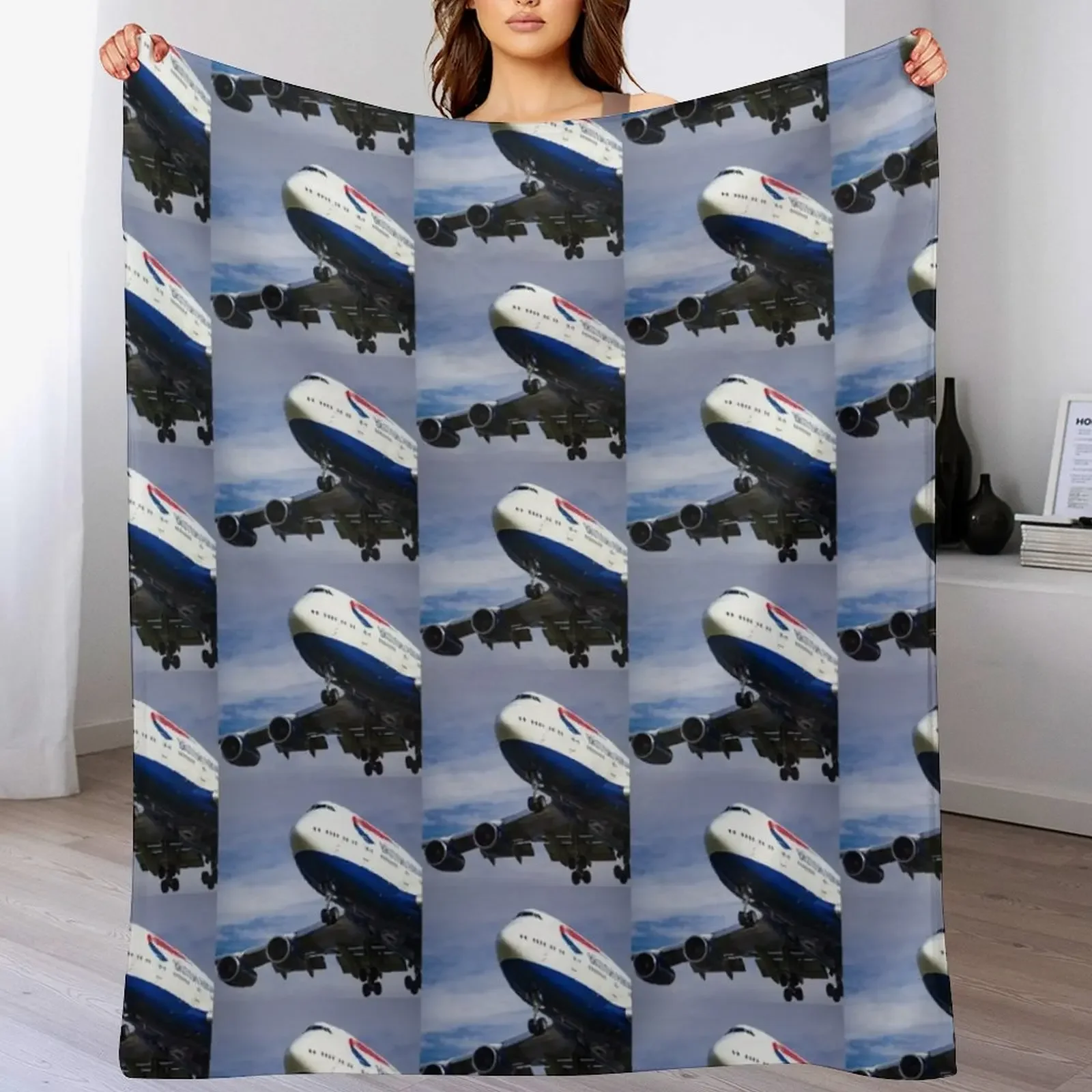 British Airways B747 Throw Blanket Breathable Lightweight Blanket for Adults Kids