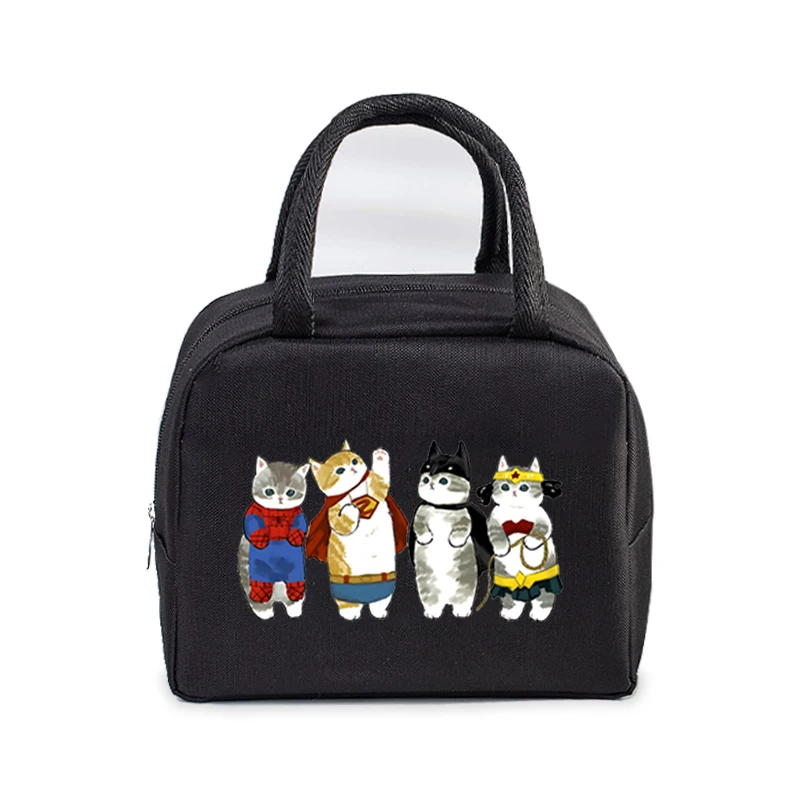 Funny Anime Cats Portable Lunch Bag Durable Office Women Men Thermal Box Cartoon Lunch Handbags Cooler Insulated Food Lunch Bags