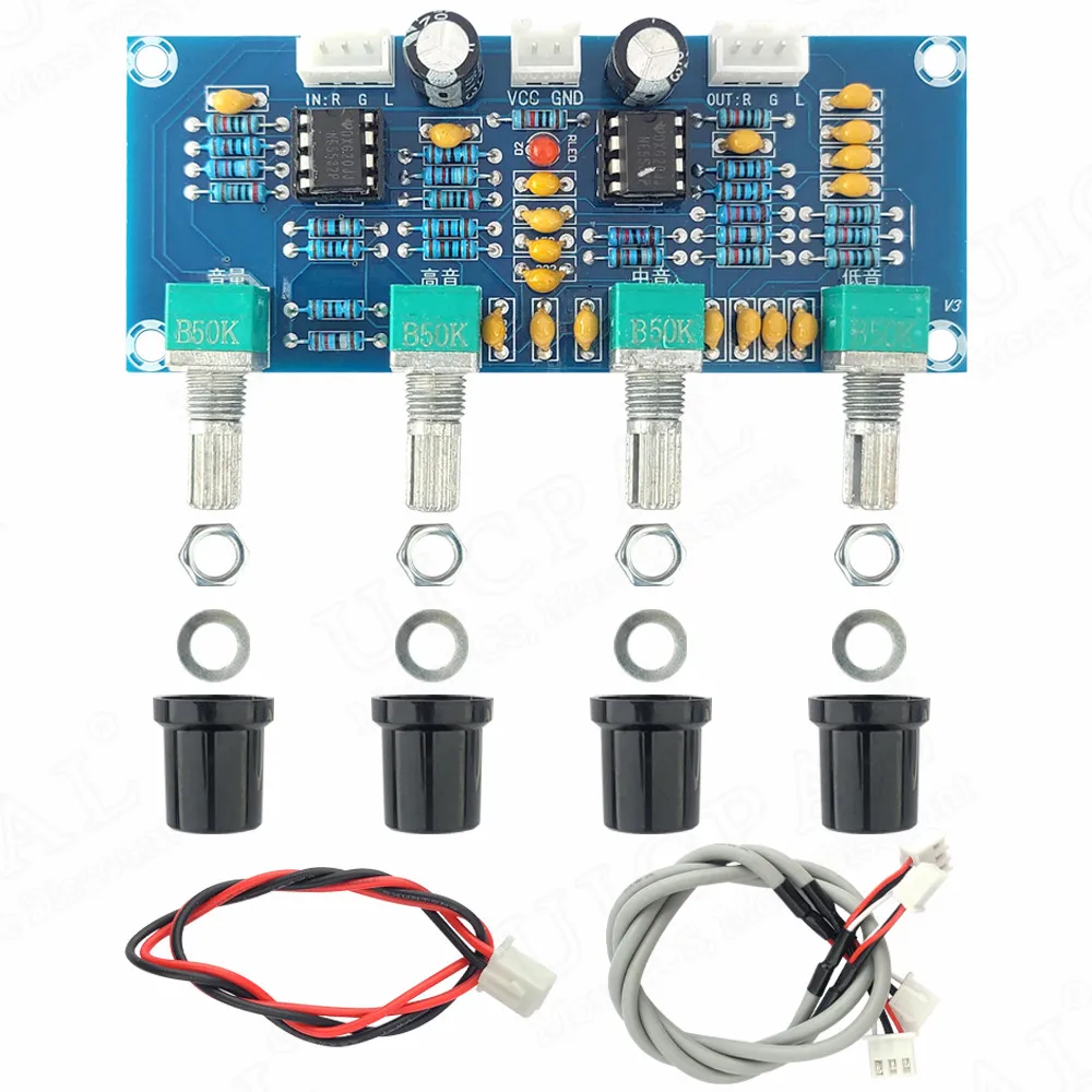 XH-A901 NE5532 Digital Power Amplifier DC Tone Board Pre-amplifier Treble Bass Volume Adjustable Pre-amp Tone Controller XHA901