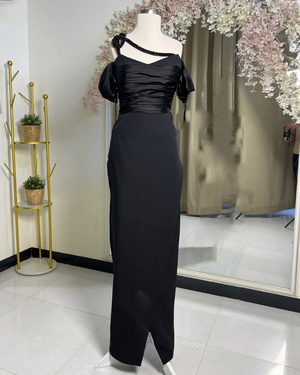 

Customized Elegant Jersey Pleat A-line One-shoulder Midi Dresses Prom Dresses Classic Exquisite Modern Style Pastrol Unisex Chin