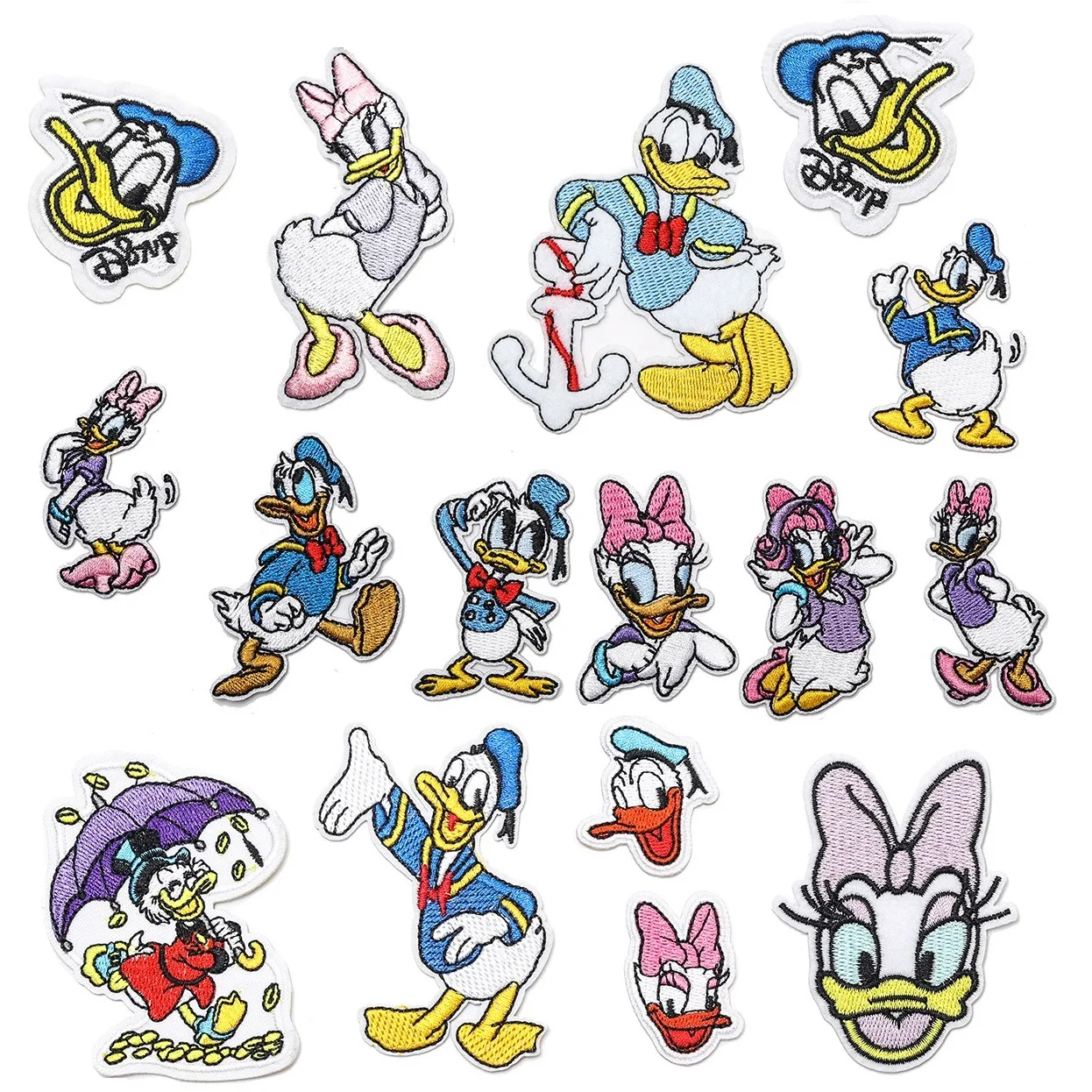 16Pcs Disney Donald Duck Cartoon Cute Daisy Duck Iron on Embroidery Patch for on Child Clothing Jeans T-Shirt Clothes Applique