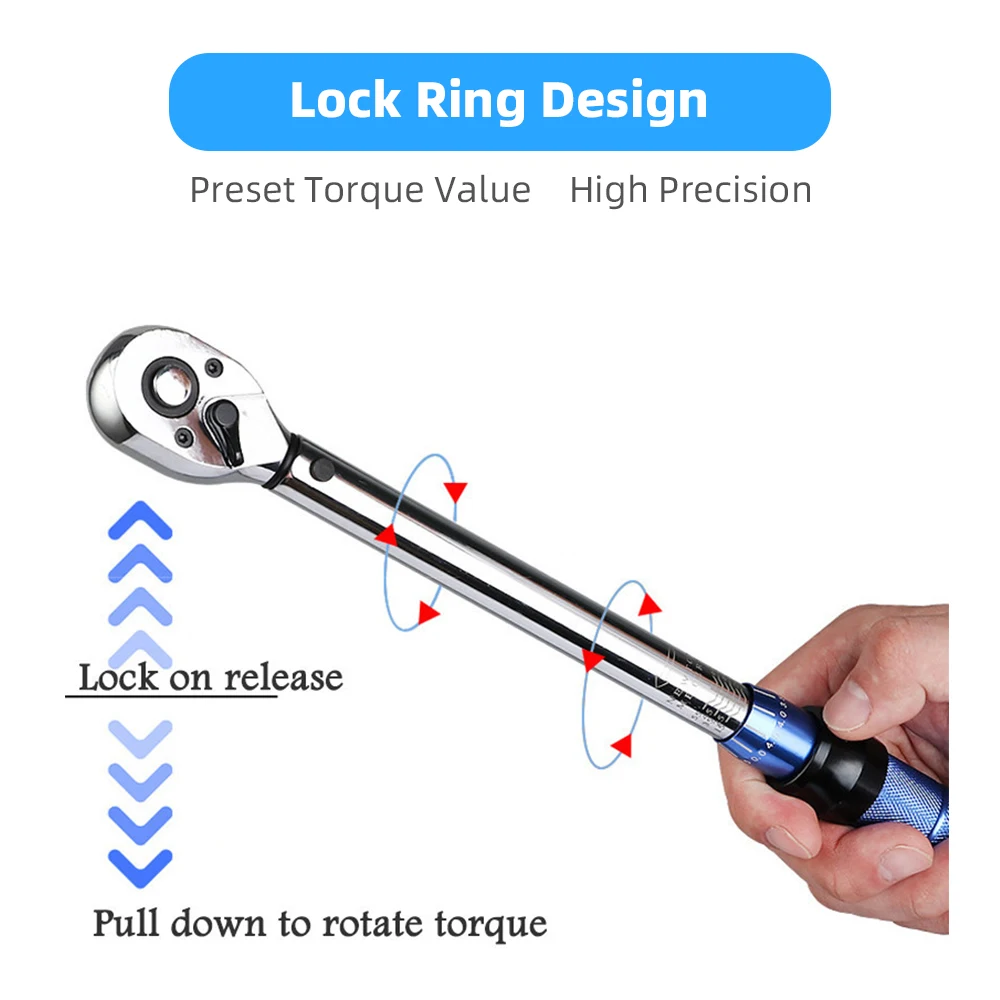 1/2 3/8 1/4 Torque Wrench 5-210Nm Automotive Professional 72 Teeth Ratchet Spanner Socket Wrench Key Set Car Garage Repair Tool