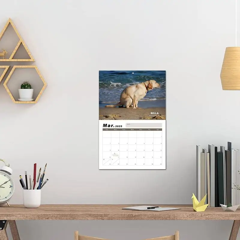 ユニークなうんち犬のカレンダー、家族プランナー、いたずらカレンダー、ペット愛好家、面白いアート、8.27x11.22インチ、2025