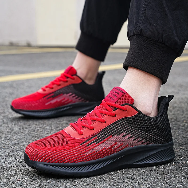 Summer Hot Sale Red Mesh Men Running Sneakers Big Size 47 Light Breathable Women Training Shoes Non-slip Sport Shoes for Man