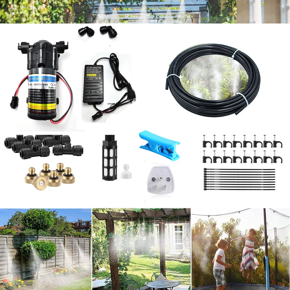 

High Quality 70 PSI DC 24V Electric Diaphragm Pump Kit +DIY 15M PE Tube 15PCS Brass Nozzle 0.1mm-0.8mm